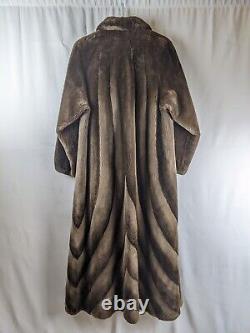 Full Length Sheared Beaver Chocolate Brown Ombre Fur Coat