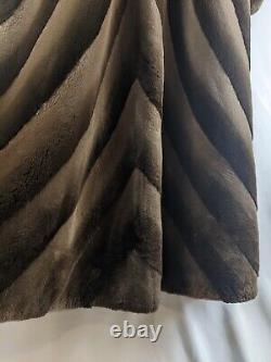 Full Length Sheared Beaver Chocolate Brown Ombre Fur Coat