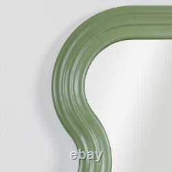 Full Length Wave Olive Green Mirror large leaner wall mounted scalloped decor