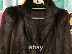Full Length brown Mink Fur Coat jacket Size L