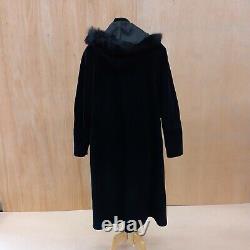 Full length Coat Real Suede Leather with detachable hood Fully lined Size Large