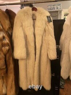 Full length blue fox fur coat