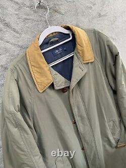 Gant Coat Mens Large The Slip On Khaki Green Trench Jacket Full Length Warm