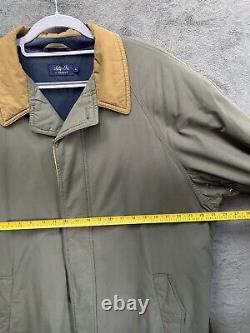 Gant Coat Mens Large The Slip On Khaki Green Trench Jacket Full Length Warm