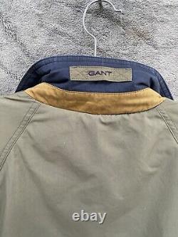 Gant Coat Mens Large The Slip On Khaki Green Trench Jacket Full Length Warm