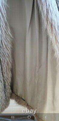 Genuine Real Norwegian Platinum Fox Fur Coat Full Length Chicago Furrier L/XL 12