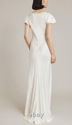 Ghost London Ivory Satin Ava Maxi Dress Wedding Sz L New Rrp £225