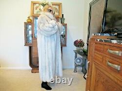 Glam Jindo Saga Superb Quality Blue Fox Full Length Coat Size Large/xlarge