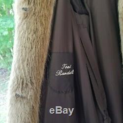 Gorgeous Brown Full Length Real Beaver Fur Coat Womens Large Extra Large XL Long
