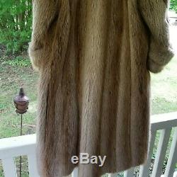 Gorgeous Brown Full Length Real Beaver Fur Coat Womens Large Extra Large XL Long