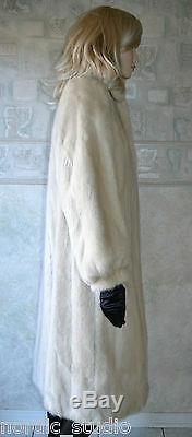 Gorgeous Genuine BLUSH MINK FUR COAT, Full Length, size M-L, Ivory Creamy White