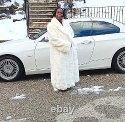 Gorgeous White Faux Fur Full Length Coat Long Size Large / Ex Large UB