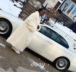 Gorgeous White Faux Fur Full Length Coat Long Size Large / Ex Large UB