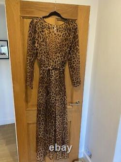 Gorgeous Womens RAT & BOA 100% Silk Leopard Animal Print RAFAELA Maxi Dress L