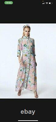 HAYLEY MENZIES Blue Floral Print Chain Maxi Dress Size Large Stunning