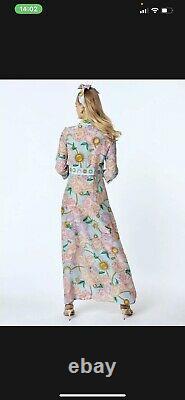 HAYLEY MENZIES Blue Floral Print Chain Maxi Dress Size Large Stunning