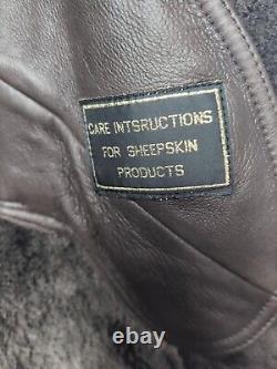 Harlin Sheepskin Shearling Coat XL Large Full Length Jacket Brown, Fur Collar