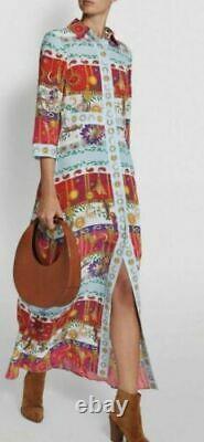 Hayley Menzies PURE SILK long Maxi Shirt Dress Size LARGE NEW Stunning