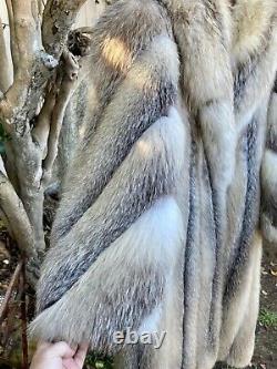 Headturning Crystal Fox Full Length Hooded Fur Coat Beauty From Canada 10-12