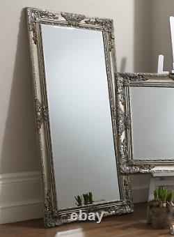 Heritage Large Antique Ornate Silver Full Length Leaner Wall Mirror 170cm x 84cm
