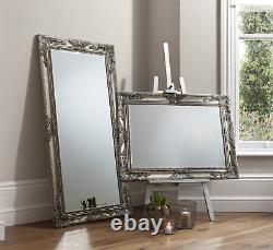 Heritage Large Antique Ornate Silver Full Length Leaner Wall Mirror 170cm x 84cm