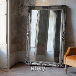 Hilton XL Extra Large Ornate Frame Leaner Wall Mirror Antique Silver 175 x 114cm