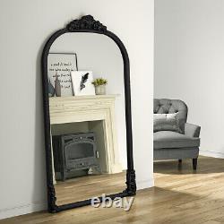 Home Large Black Carved Framed Arch Full Length Mirror Bedroom Floor Wall Mirror