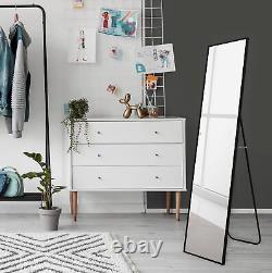 Home Selections Black Full Length Standing Mirror 140x35cm, Large Freestanding