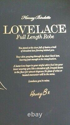 Honey Birdette Gift Boxed Black Full Length Love Lace Robe Size Large Bnwt