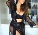 Honey Birdette Jessica? Black Floral Full Length Sleep Robe Large