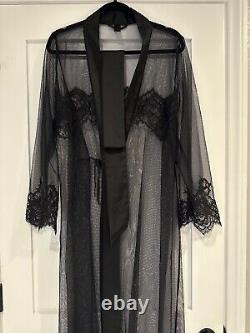 Honey Birdette JESSICA? Black Floral Full Length Sleep Robe Large