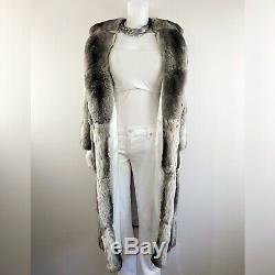 I. Magnin Chinchilla 100% Authentic Fur Runway Long Full Length Coat Large/ XL