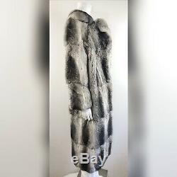 I. Magnin Chinchilla 100% Authentic Fur Runway Long Full Length Coat Large/ XL