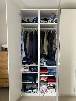 Ikea four door large wardrobe with rails, shelves, drawers, full length mirror