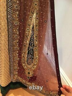 Jacket style maxi Pakistani dress perfect for engagement bridal wedding occasion