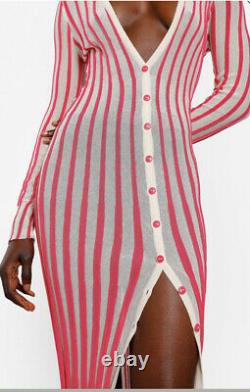 Jacquemus Knit Maxi Button Up Dress Pink Striped La Robe Jaques 40 SOLD OUT