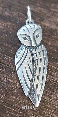 James Avery Retired Large Owl Pendant Sterling Silver Right at 2 Full Length