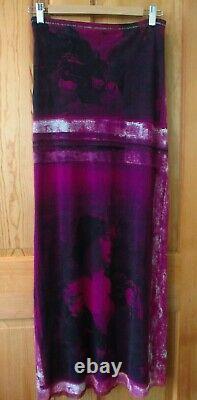 Jean Paul Gaultier Femme Print Mesh Long Maxi Skirt Italy Purple Black Size L