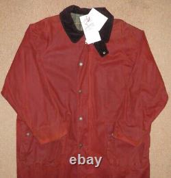 John Partridge Gents Red Full Length Stockmans Waxed Cotton Coat 50 Chest Large