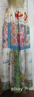 Johnny WAS NWOT VIBRANT Silk Smocked Waist Long Maxi Skirt Size L Lined NEW