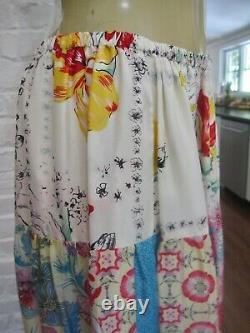 Johnny WAS NWOT VIBRANT Silk Smocked Waist Long Maxi Skirt Size L Lined NEW