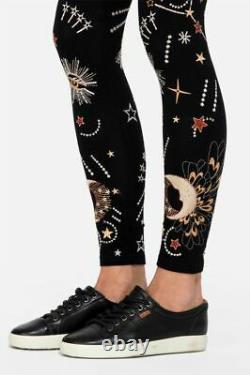 Johnny Was Callisto Leggings Legging Galaxy Embroidery Stars Pants Velvet L NEW