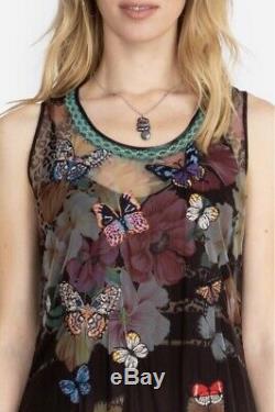 Johnny Was Toqlira Mesh Dress. Large. New. Butterfly Embroidered Maxi dress$335