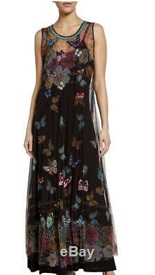 Johnny Was Toqlira Mesh Dress. Large. New. Butterfly Embroidered Maxi dress$335