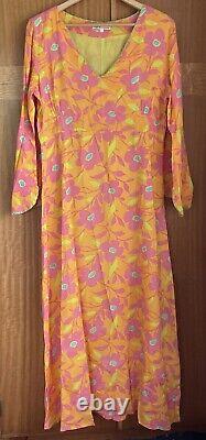 Kate Forman Maxi Dress Orange/Pink Flower Size L