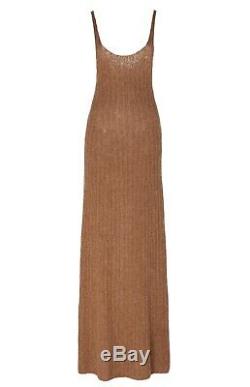 Khaite Brown Ribbed-Knit Sleeveless Maxi Cashmere Dress. Large. SS20 Runway