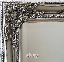 Kingsbury Large Vintage Ornate Full Length Wall Leaner Mirror Silver 150 x 61cm