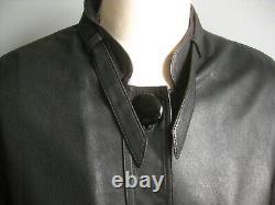 LONG LEATHER TRENCH COAT 14 12 steampunk goth duster soft belt Black full length