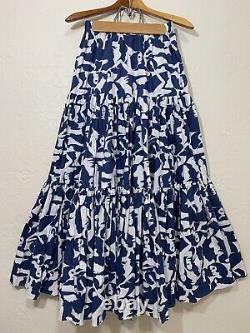 La Double J Mantero Big Skirt Tiered Maxi Blue White Lady Women Print Size L