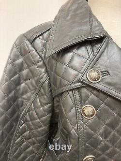 Ladies Black Full Length Leather Coat. Large